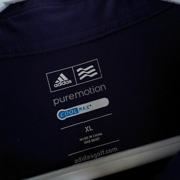 Adidas Coolmax Purple XL Short Sleeve Polo Shirt Puremotion W/ Pocket Blue - Picture 6 of 10